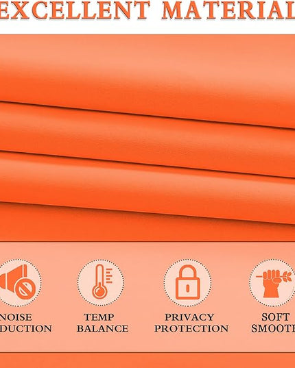 DONREN 72 Inch Long Room Darkening Bedroom Curtains - Tangerine Orange Blackout Thermal Insulated Window Treatment Drapes for Livingroom Door Curtains,W 52 x L 72,2 Panels