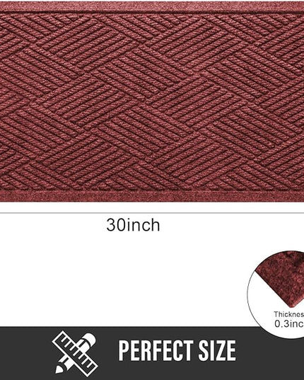 Sturdy Front Door Mat, Absorbent Muddy Dirt Resist Welcome Door Mats Outdoor Indoor, Stain and Fade Resistant, Non-Slip Rubber Backing Low Profile Doormat for Entryway, 30×17, Red