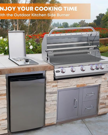 Stanbroil Built-in Stainless Steel Side Burner for Outdoor Kitchen - Liquid Propane Only