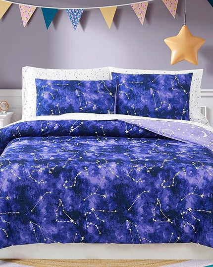Twin Comforter Set - 5 Pieces Girls Boys Galaxy Glow in The Dark Twin Bedding Sets for Kids, Ultra Soft Bed in A Bag with Sheets