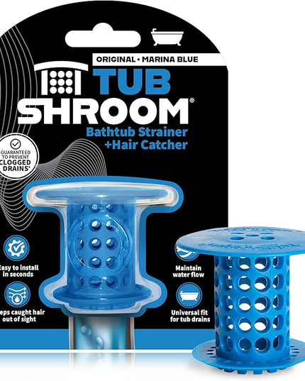 TubShroom Tub Drain Hair Catcher Strainer, Blue – Drain Protector and Hair Catcher for Bathroom Drains, Fits 1.5” – 1.75” Bathtub and Shower Tub Drains