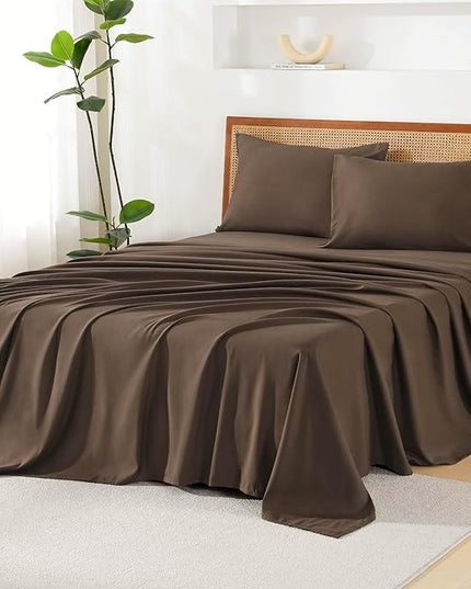 Litanika Full Size Comforter Set with Sheets Brown - 7 Pieces Bed in a Bag Full Chevron Tufted Complete Bedding Sets with Comforter, Sheets, Pillowcases & Shams