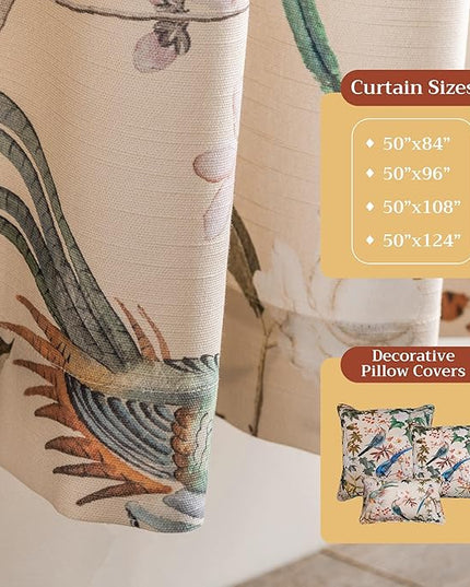 Maison d' Hermine Curtains for Living Room 100% Cotton 84 inch Length One Panel Light Filtering Curtains for Bedroom Windows with Rod and Loop Pockets Drapes (Hokuzai Beige, 50" W x 84" L)