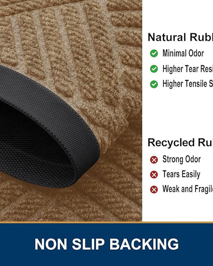 Smiry Front Door Mat Outside Entrance, Heavy Duty Outdoor Indoor Mat, Natural Rubber Doormat, Non Slip, Trap Dirt and Moisture, Easy Clean, Low Profile Patio Porch Entryway Mat, 71x23, Coffee