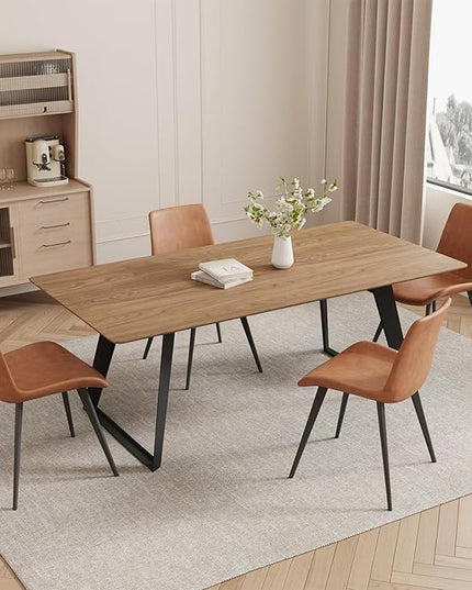 ZckyCine 51"-67" Expandable Mid-Century Modern Dining Table Wood Extendable Table for 4-6 People Space Saving Kitchen & Small Apartment Furniture Only Table (Walnut)