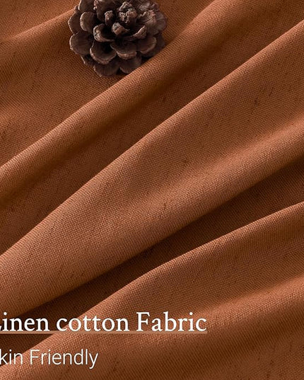 Topfinel 102 Inches Long Rust Colored Pinch Pleated Sheer Curtains with Hooks,Back Tab Semi Transparentes Light Filtering Linen Cotton Blend Ocher Tone Rustic Cabin Style Drapes Curtains,40" Wx102 L
