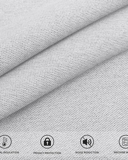 Easy-Going Linen Look Blackout Curtain 108 Inch Length Grommet Window Curtain Drapes for Bedroom, Living Room Thermal Insulated Room Darkening (Set of 2 Panels, Greyish White)