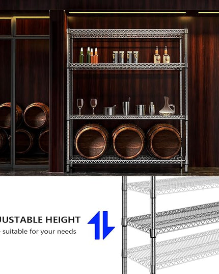 1760 LBs 4 Tier Storage Rack Metal Wire Shelving Unit, Storage Standing Shelf Organizer for Laundry Bathroom Kitchen Pantry Garage Utility Room, Chrome 17.7" D x 59.1" W x 70.4" H