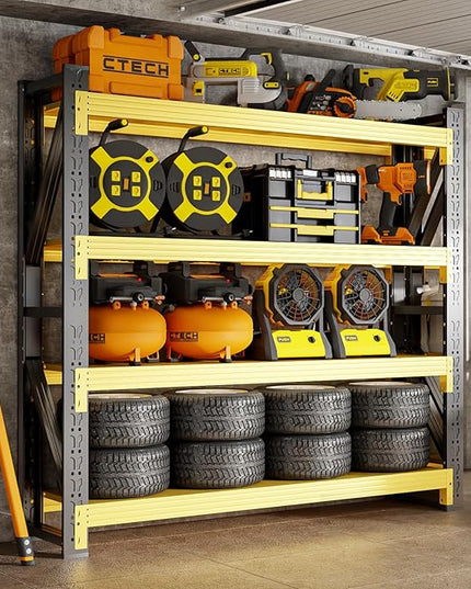 60" W Storage Shelves Heavy Duty, 4 Tier Metal Garage Shelving Units, 5000LBS Heavy Duty Adjustable Shelf, Garage Storage Rack, Industrial Shelving for Shop, Warehouse,60" W x 20" D x 79" H