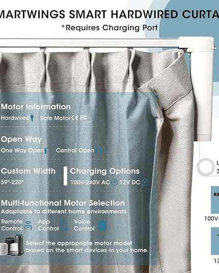 SmartWings Automatic Curtain Opener with Drapery, Motorized Vertical Blinds with Remote, Electric Closet Doors Sliding Panels Compatible with Alexa Google Homekit, 90% Blackout Cream