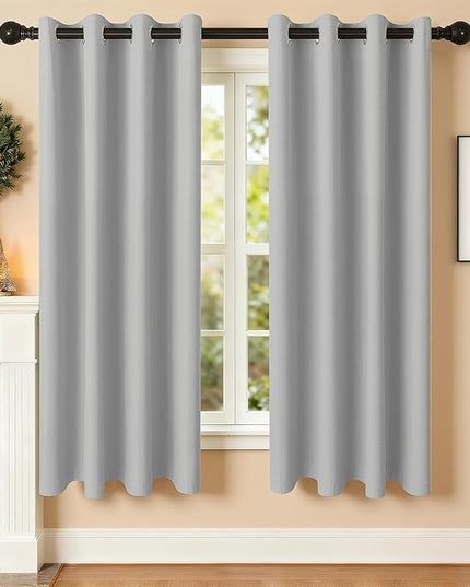Room Darkening Curtains 63 Inch Length for Bedroom Living Room, Insulated Thermal Grommet Curtain Drapes, Blackout(60-90%,Not 100%) Window Treatment Decor, 2 Panels, 52x63, Silver Grey