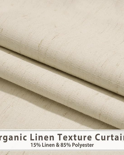 HESTIA Cream Linen Blackout Curtains for Bedroom 120 inch Length Energy Saving Drapes 2 Panels Set Rod Pocket & Back Tabs Room Darkening Window Curtain for Living Room (52" W x 120" L)