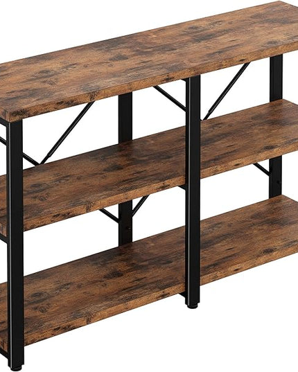 IRONCK Rustic Entryway Console Table, Long Hallway Table 47 in 3-Tier, TV Stand Entertainment Center Media Stand for Living Room, Industrial Style, Vintage Brown