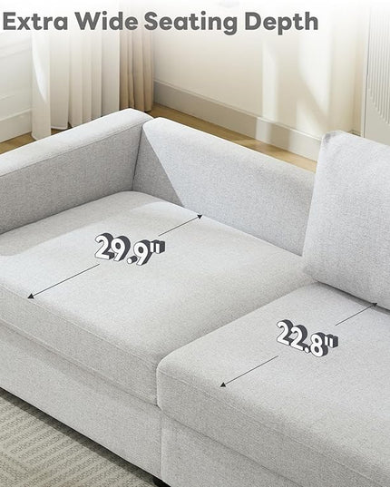 Tbfit Sectional Couch Loveseat, 79" Modern Comfy Sofa with Deep Seat, Removable Cover & Reversible Cushion, Light Gray