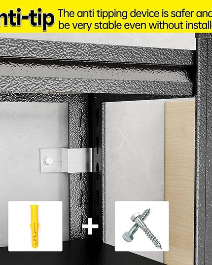 Storage Shelves, Garage Metal Shelving Unit, Adjustable, Double-Layer Column with Reinforced Ribs, Heavy-Duty, Capable of Bearing 600-3600 lbs (Balck, 47''W*24''D*77''H, 5-Tier)
