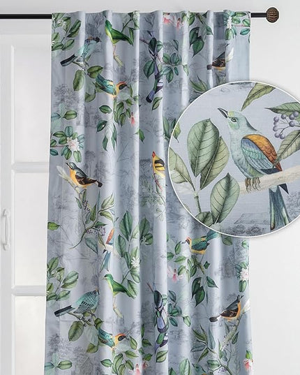 Maison d' Hermine Curtains for Living Room 100% Cotton 96 inch Length One Panel Light Filtering Curtains for Bedroom Windows with Rod and Loop Pockets Drapes (Solstice Fair Blue, 50" W x 96" L)