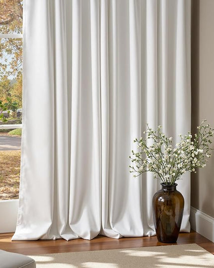 Lazzzy White Blackout Velvet Curtains for Living Room Bedroom 96 Inch Long Insulated Lined Drapes Rod Pocket Modern Window Treatments 2 Panels Set