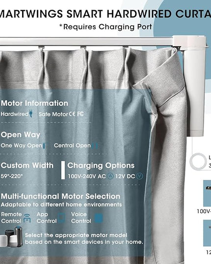 SmartWings Automatic Curtain Opener with Drapery, Motorized Vertical Blinds with Remote, Electric Closet Doors Sliding Panels Compatible with Alexa Google Homekit, 90% Blackout Sierra Grey