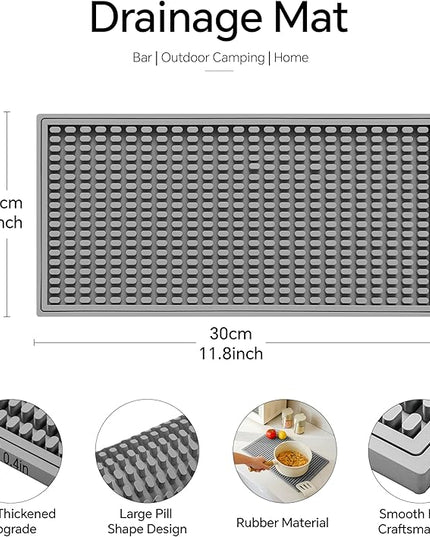 2PCS11.8 * 5.9in Gray Bar Mat, Prevent Cups and Glasses from Sliding and Protect The Surface of The Table from Being Easily Damaged, Suitable for Bars, Home Bars and Coffee Bars