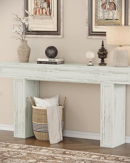 Rresyet 63 Inch Long Console Table, Sofa Table Behind Sofa, Wooden Entryway Table, Farmhouse Entryway Table for Entry, Hallway, Living Room (White)