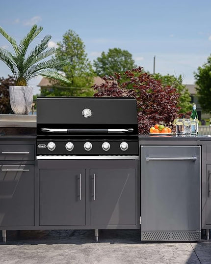 Hygrill 40-Inch Built In Grill for Liquid Propane, Stainless Steel Outdoor Kitchen 5-Burner Grill Head, Black