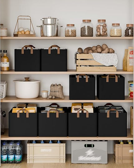 StorageWorks Storage Bins, Fabric Storage Bins for Shelves, Extra Large Storage Baskets with Metal Frame, Closet Baskets and Bins with Handles, Jumbo, Black, 2-Pack