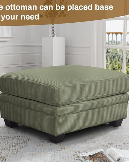 Legend Vansen Oversized Modular Sectional Sofa,6 Seat U Shaped Couch with Ottoman,Corduroy Sofa with Deep Seat,Convertible Large Sectional Couches for Living Room (Olive, L-6)