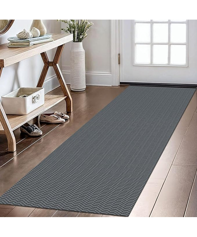 KOZYFLY Washable Runner Rug 2x6 Ft Runners for Hallways Non Slip Kitchen Runner Rugs Braided Cotton Entryway Runner Indoor, Carpet Runners for Hallway Kitchen Entryway Bedroom, Grey/Charcoal Grey