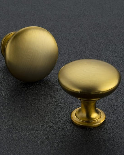 Ravinte 10 Pack Gold Round Zinc Cabinet Brass Knobs for Kitchen Bathroom Closet Dresser Cabinets