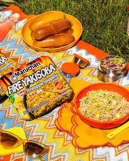Maruchan Yakisoba Fire Pineapple Jalapeno, Japanese Instant Ramen Noodles, 3.89 Oz, 8 Count