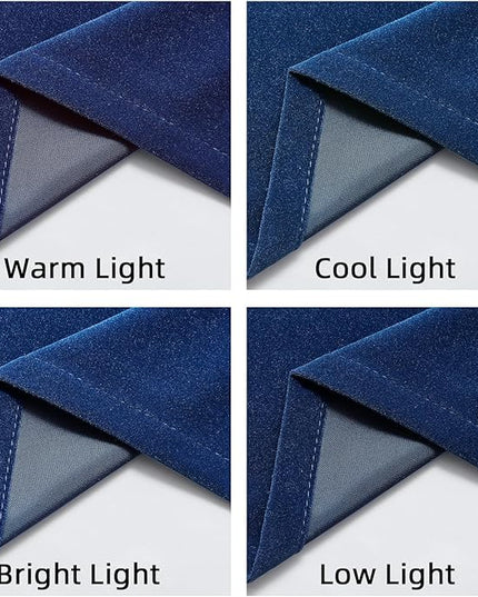 Joydeco Blue Velvet Curtains 63 inch Length 2 Panels Burg Set, Luxury Rod Pocket Thermal Insulated Window Blackout Curtain, Room Darkening Drapes for Living Dining Room Bedroom Privacy