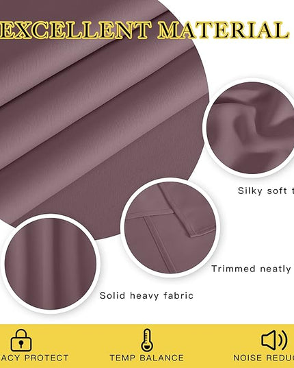 NICETOWN Dry Rose Blackout Curtains for Bedroom/Living Room 132 Inch Length - Thermal Insulated Room Darkening Grommet Top Window Curtains (100 by 132 - Inch, 1 Panel)