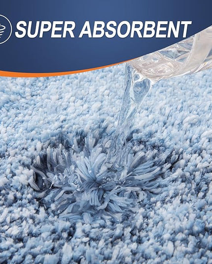 OLANLY Bathroom Rug Set 2 Piece, Soft Absorbent Microfiber Bath Rug Set, Non-Slip, Machine Wash Dry, Plush Shaggy Bath Mats for Bathroom (47"x20"+24"x16", Blue)