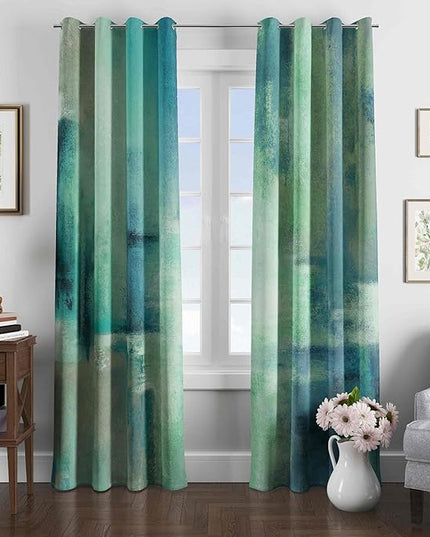 Asuexpect Teal Curtains 2 Panels Abstract Rust Curtain Room Darkening Grommet Window Treatments Modern Decorative for Bedroom Living Room, 52x84 Inches, Turquoise