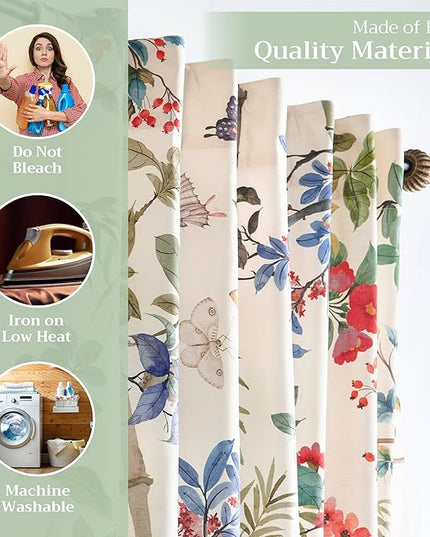 Maison d' Hermine Curtains for Living Room 100% Cotton 96 inch Length Two Panels Light Filtering Curtains for Bedroom Windows with Rod and Loop Pockets Drapes (Canne Light Beige, 50" W x 96" L)