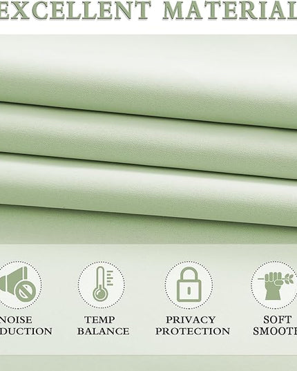 Light Green 80 Inch Length Room Darkening Curtain Panels/Drapes for Doorway- Energy Efficient Blackout Thermal Insulated Curtains(Lily Green,52 Width x 80 Inch,Set of 2 Panels)