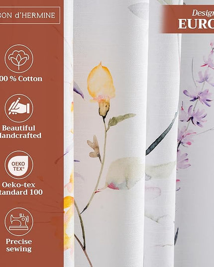 Maison d' Hermine Curtains for Living Room 100% Cotton 124 inch Length One Panel Light Filtering Curtains for Bedroom Windows with Rod and Loop Pockets Drapes (Summer Floral Pink, 50" W x 124" L)