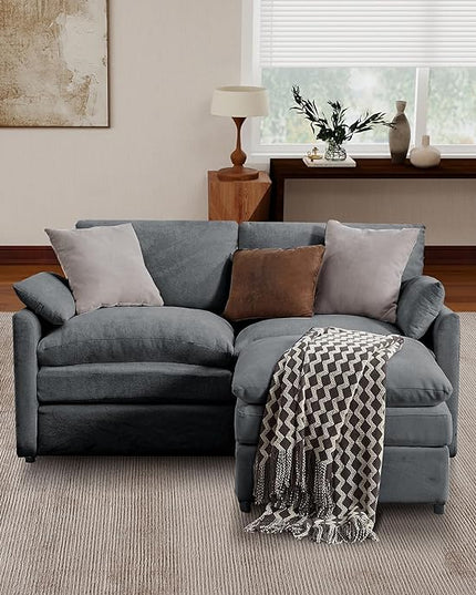 Tbfit Living Room Furniture Set, Loveseat Couch & Ottoman, Modern Comfy Cloud Sofa Set, Spring Seat Cushions, Chenille, Gray