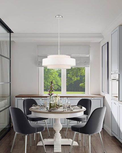Livex Lighting Fabric Shade 52138-91 Meridian 5 Light Brushed Nickel Pendant