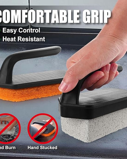 GRILLART Griddle Cleaning Kit for Blackstone, Flat Top Grill Cleaning Kit with Grill Stone, Griddle Scraper, Scouring Pad and Handles, Multifunctional Griddle Accessories for Rusty Grills, Orange