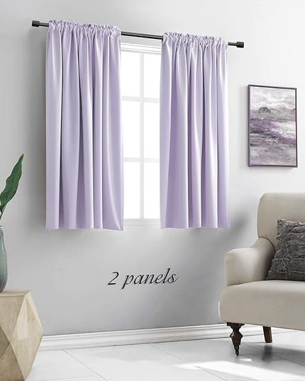 DONREN 48 Inch Curtains Light Purple Curtains - All Season Thermal Insulated Rod Pocket Room Darkening Curtain Panels for Kids Room (2 Panels,52 W by 48 inches Long)