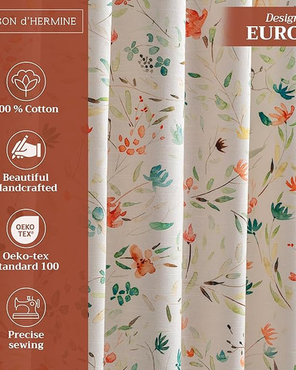 Maison d' Hermine Curtains for Living Room 100% Cotton 108 inch Length Two Panels Light Filtering Curtains for Bedroom Windows with Rod and Loop Pockets Drapes (Colmar, 50" W x 108" L)