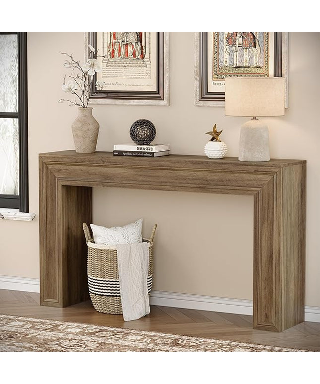 Rresyet 55 Inch Long Console Table, Sofa Table Behind Sofa, Wooden Entryway Table, Farmhouse Entryway Table for Entry, Hallway, Living Room (Wood)