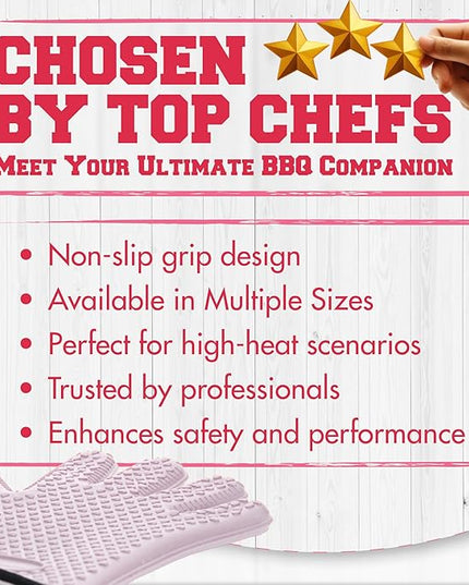 KITCHEN PERFECTION S Silicone Smoker Oven Gloves for Women -Extreme Heat Resistant BBQ Gloves -Handle Hot Food Right on Your Grill Fryer |Waterproof Oven Mitts Cooking Gloves |Superior Set+3 Bonuses
