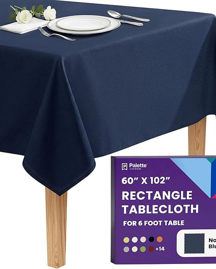 Gee Di Moda Rectangle Tablecloth - 60 x 102 Inch Navy Blue Table Cloth for 6 Foot Rectangle Tables - Heavy Duty Washable Fabric - for Holiday Party, Dinner, Weddings, Baby Shower & Events