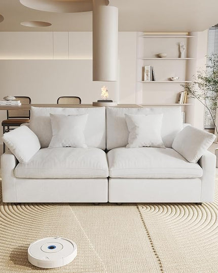 Cloud Couch Modular Sectional Sofa,82.68" Oversized LoveSofa, Down Filled Convertible Wide Seater for Living Room Set, Covers Washable&Replaceable,White