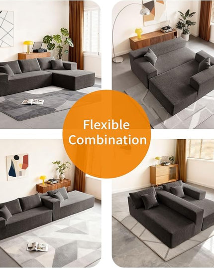 103.54'' Sectional Sofa, Raindrop Velvet Fabric L Shaped Sofa, 4 Seat Modern L Shape Couch with 2 Pillows Left Hand Lounge for Living Room, Office