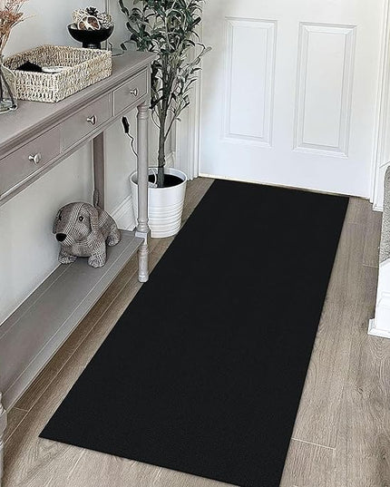 KOZYFLY Washable Runner Rug 2x5 Ft Runners for Hallways Non Slip Kitchen Rug, Braided Cotton Entryway Runner Indoor, Carpet Runners for Hallway Kitchen Entryway Bedroom, Black
