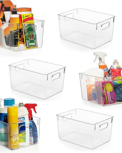 ClearSpace Clear Plastic Storage Bins – Pantry Organizers & Storage Containers, Cabinet Organizer - Home Organization Must Haves for Kitchen, Laundry Room, Office, Closet, Garage & Freezer