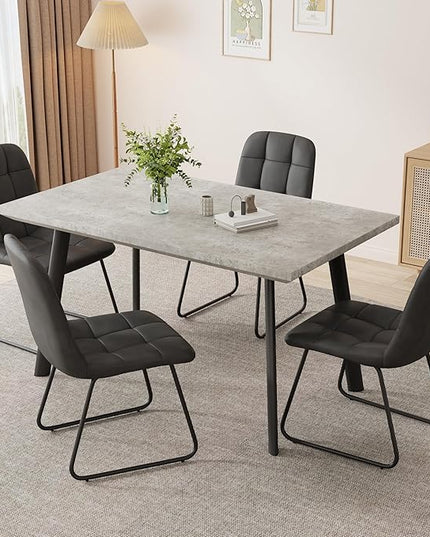 ZckyCine 46.5" Modern Grey Dining Table Set for 4, 5-Piece Kitchen & Dining Room Furniture with 4 Upholstered Chairs, Space Saving Small Dining Table Set for Apartment, Home, Breakfast Nook